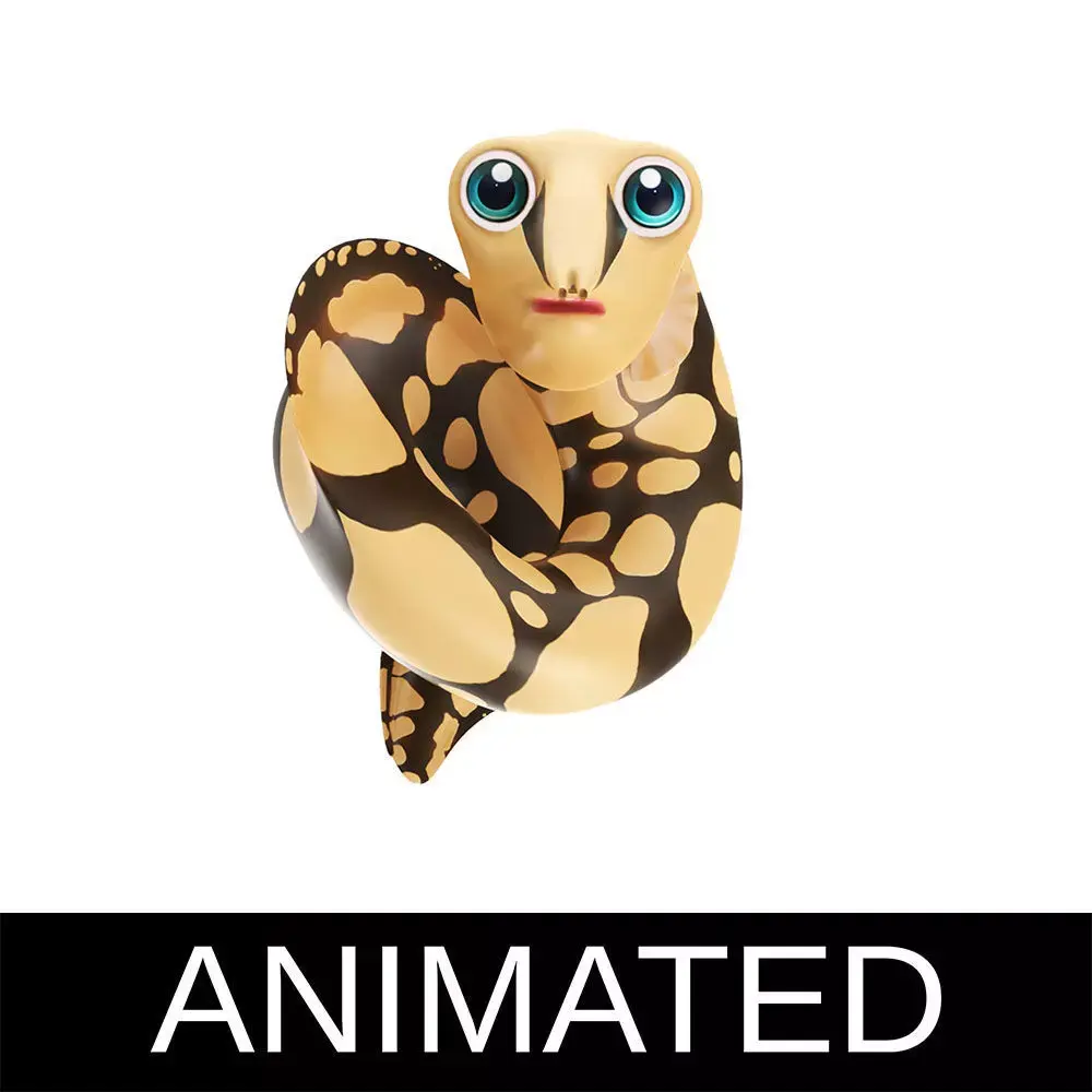 Tire Track Eel Fish Cartoon Animated Low-poly 3D model