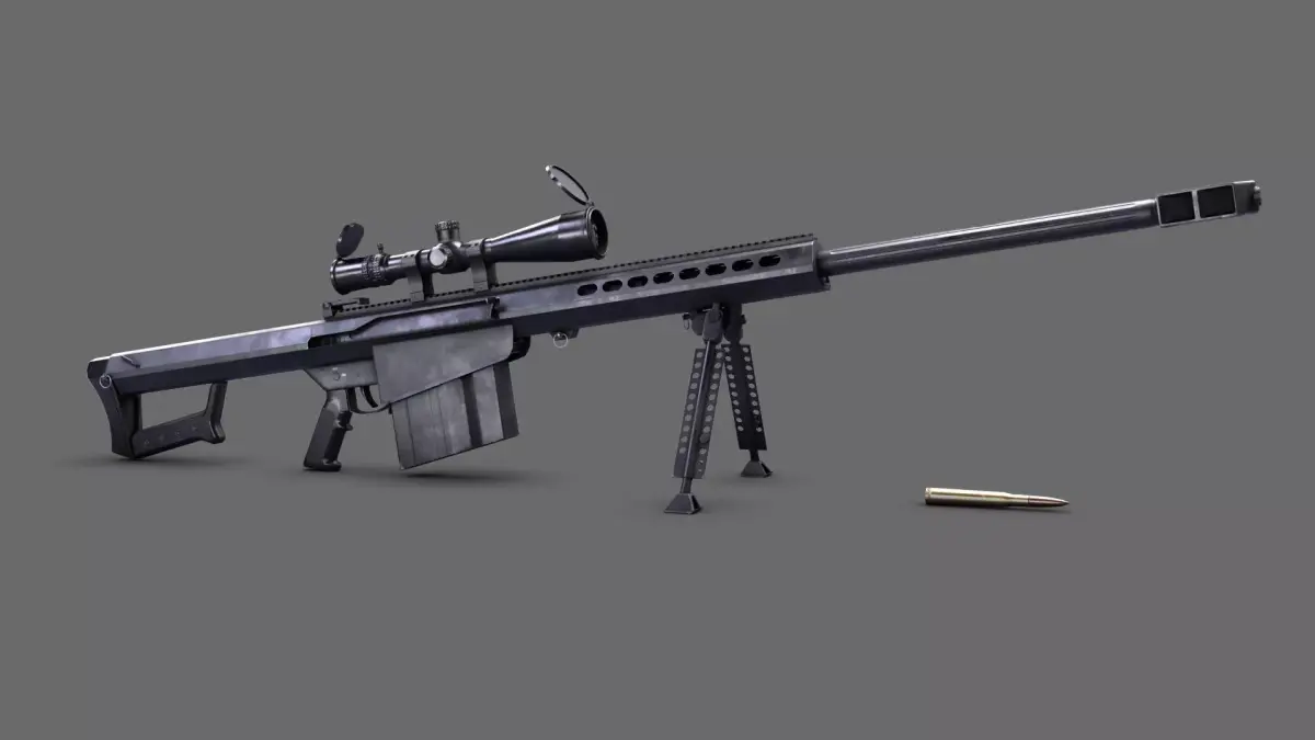 Barrett M107A1 sniper rifle  Low-poly 3D model