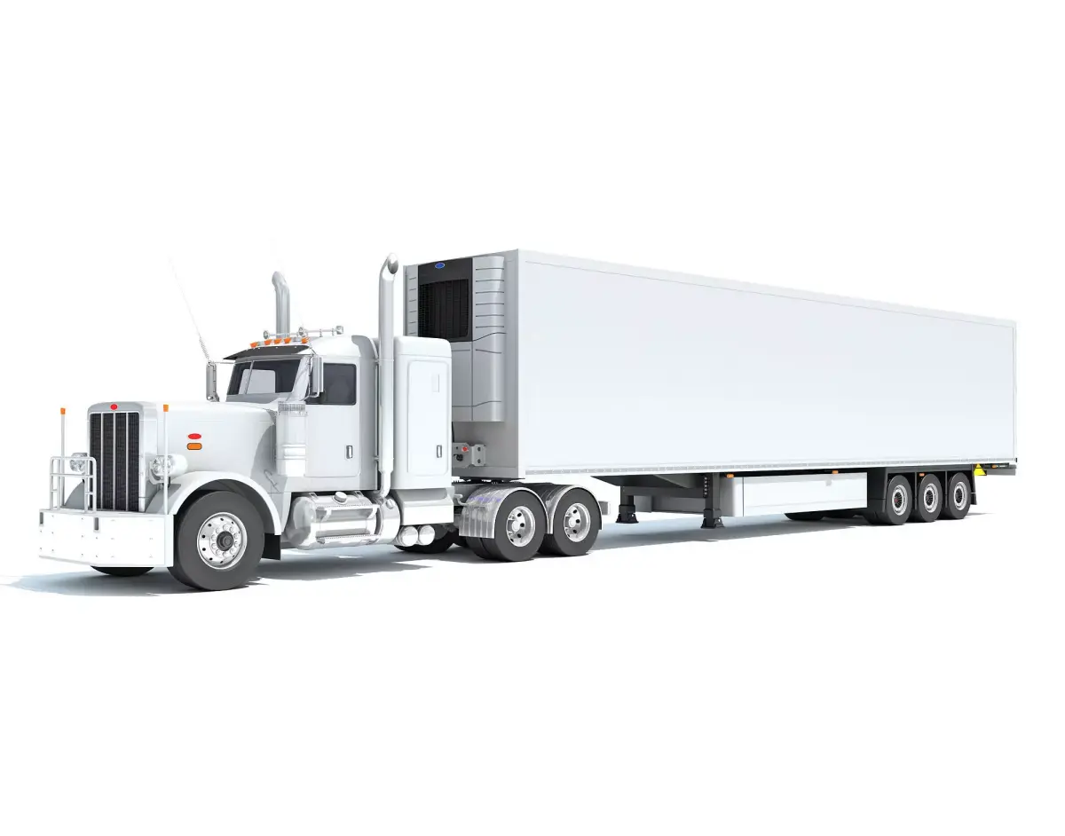 Semi Truck with Refrigerator Trailer 3D model