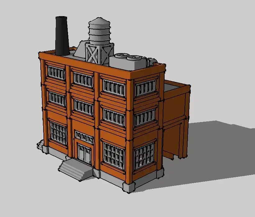 Large Factory with Train Passage by Outland Models 3D Printable 3D print model