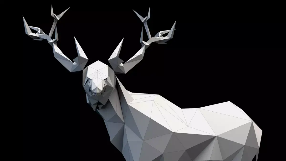 Elk cubism Low-poly 3D model