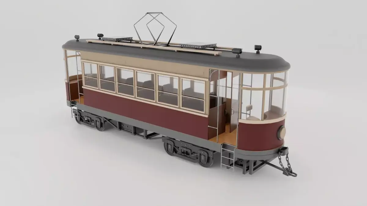 Old Tram Low-poly 3D model buy