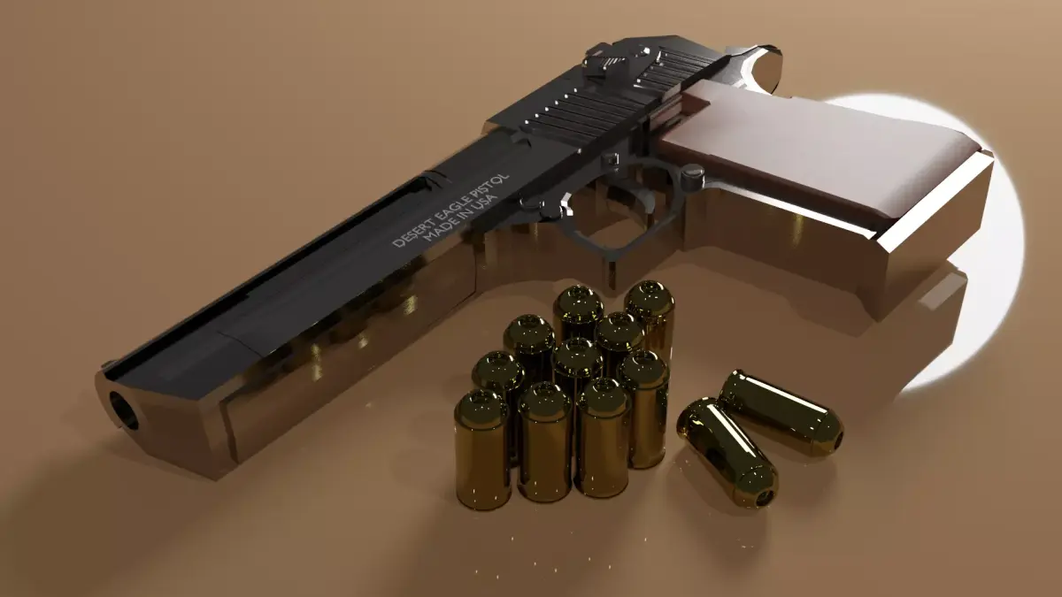 Deagle gun and bullets 3D model