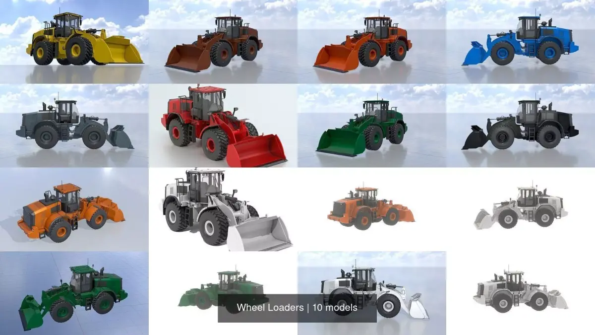 Wheel Loaders 3D Model Pack