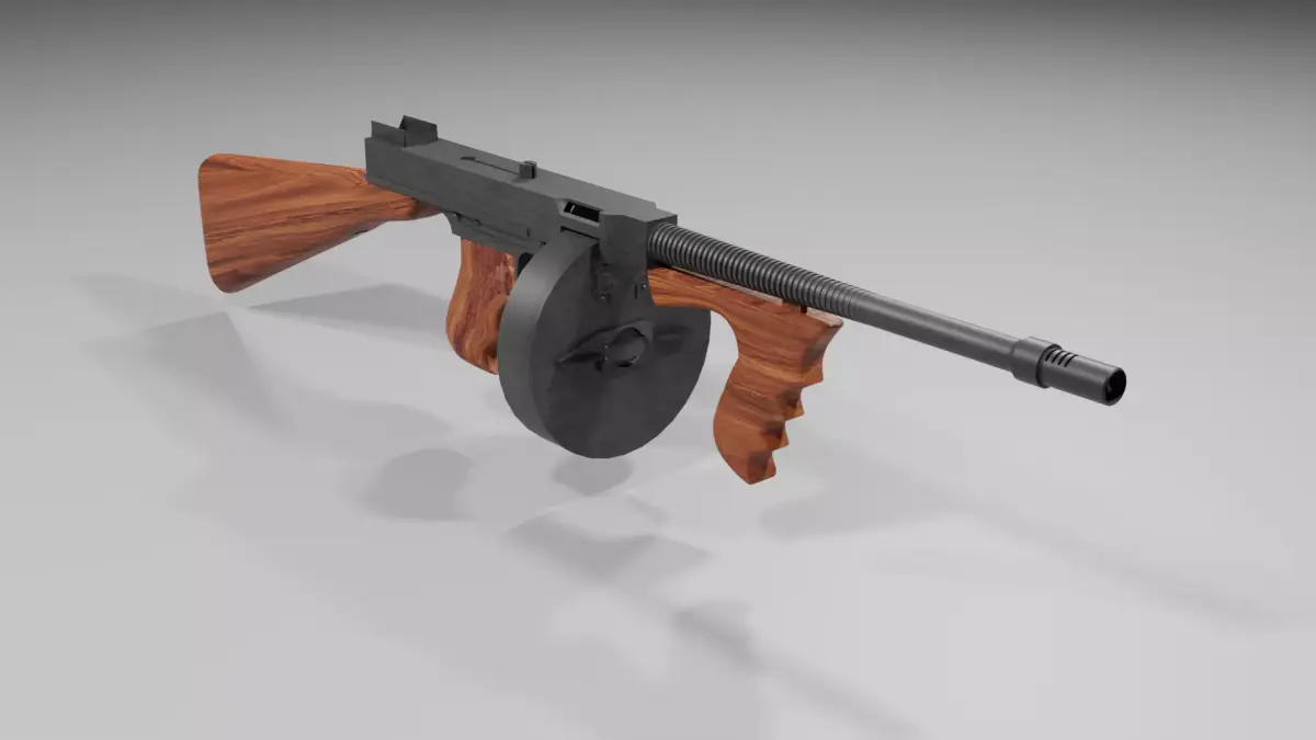 Thompson Submachine Gun Low-poly 3D model