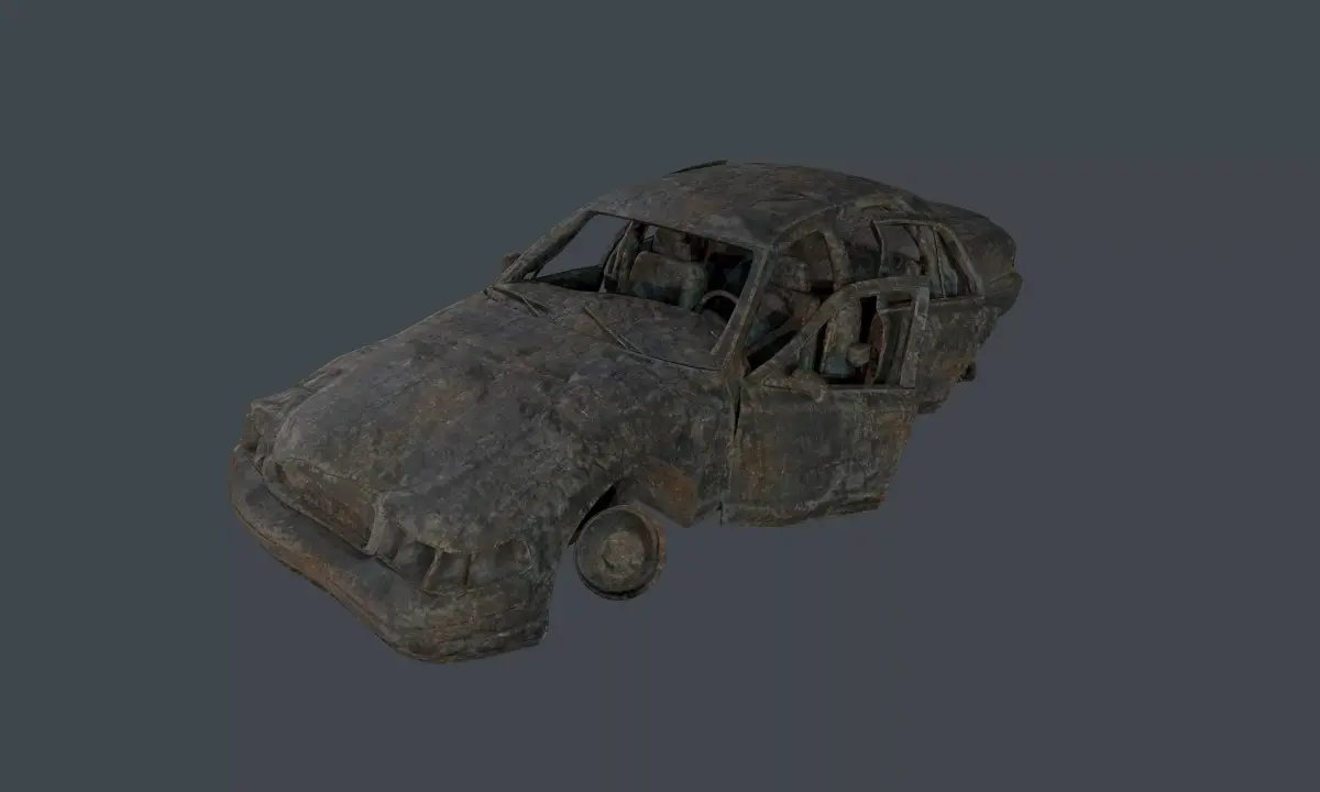 Apocalyptic Damaged Destroyed Vehicle Car Game Ready 20 Low-poly 3D model