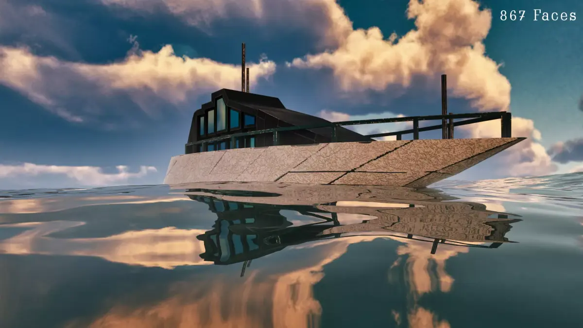 Realistic PBR low poly Yacht Low-poly 3D model boat floating ... Low-poly 3D model