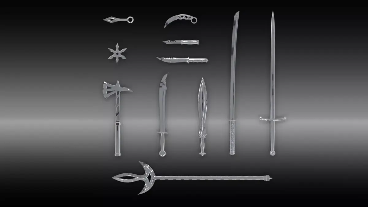 Blades set sword Low-poly 3D model