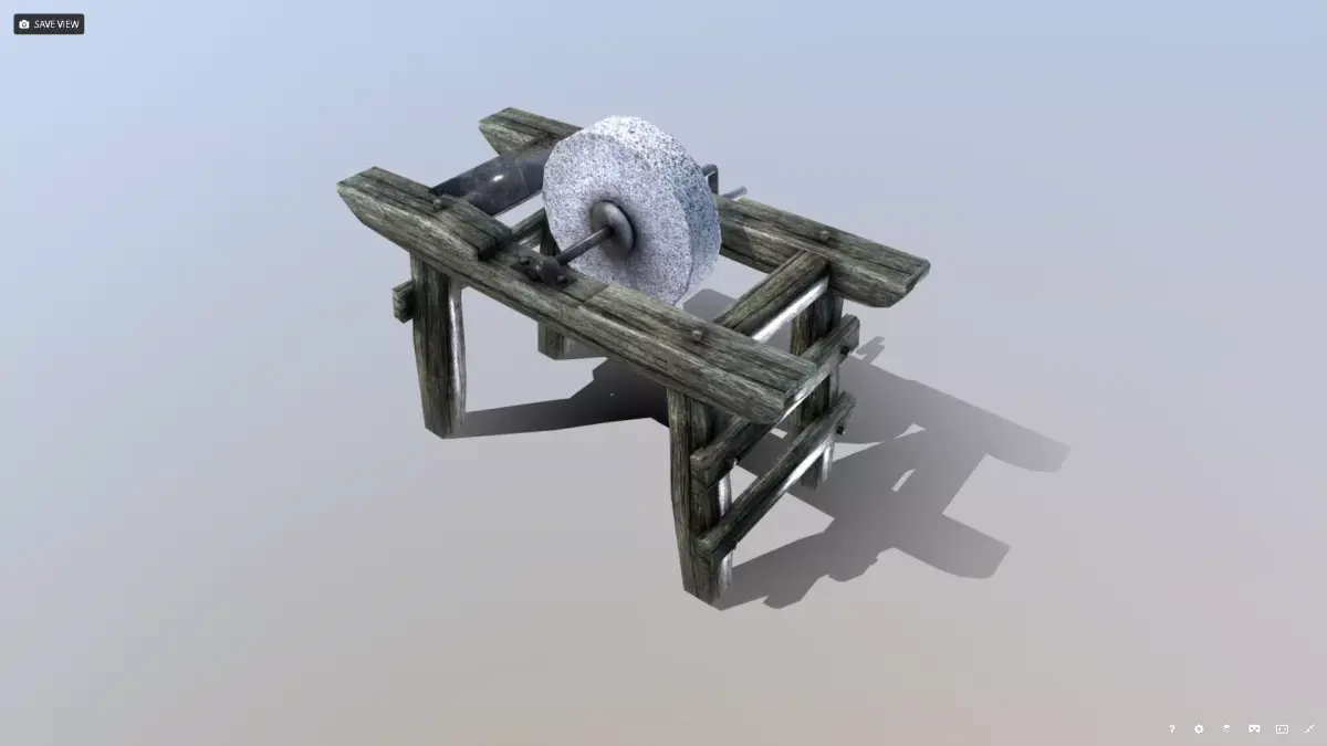 Medieval Grindstone Prop Low-poly 3D model