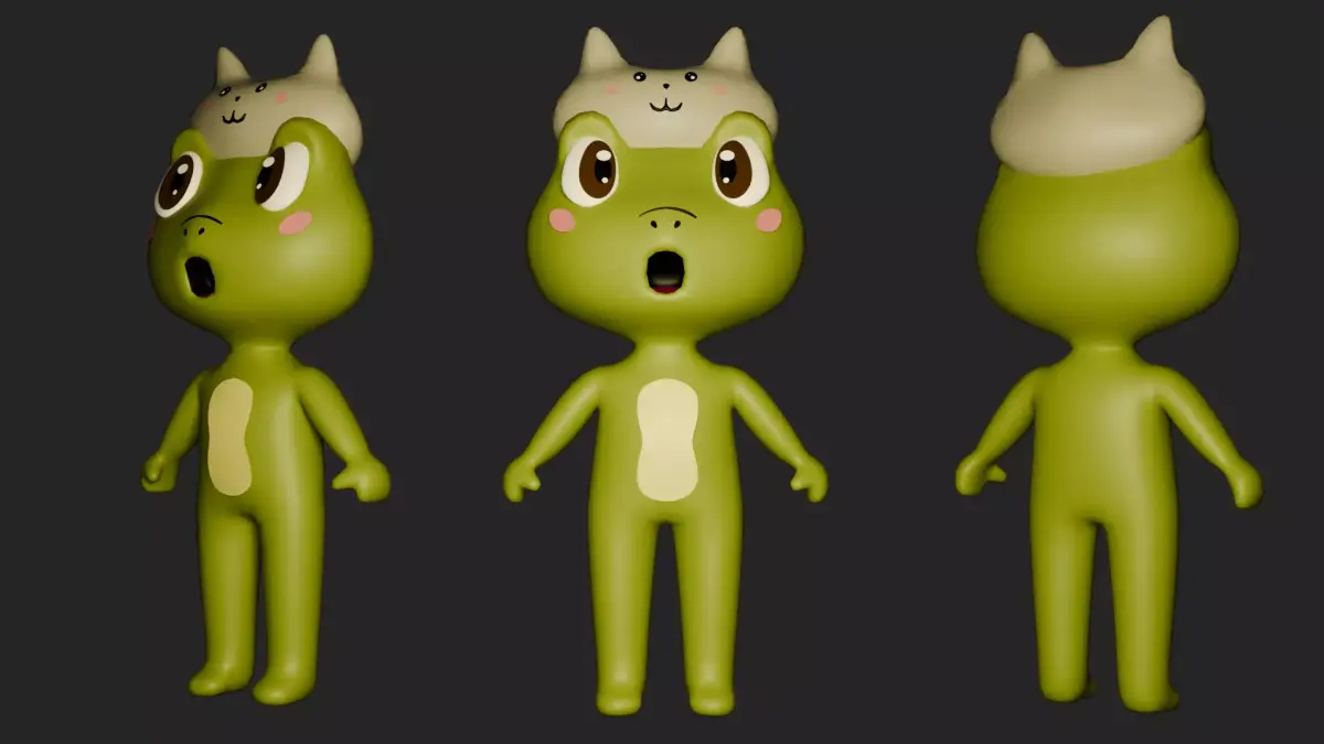 cute low poly 3d frog character Low-poly 3D model