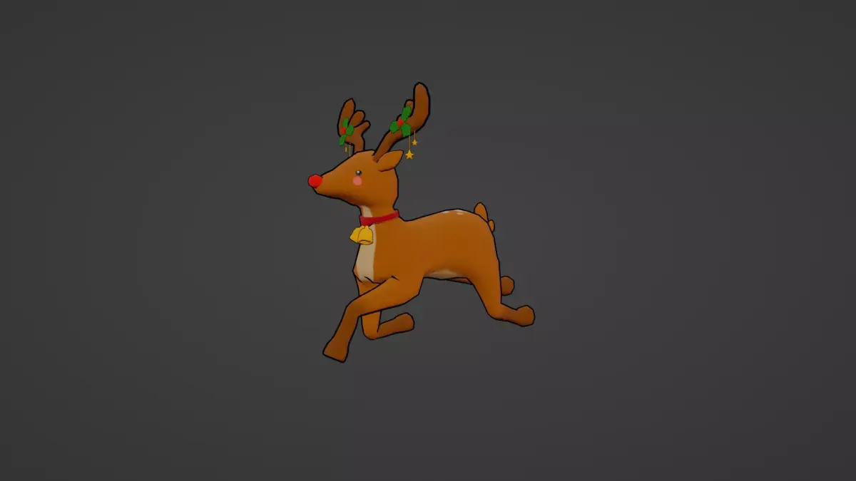 CUTE CHRISTMAS REINDEER Low-poly 3D model