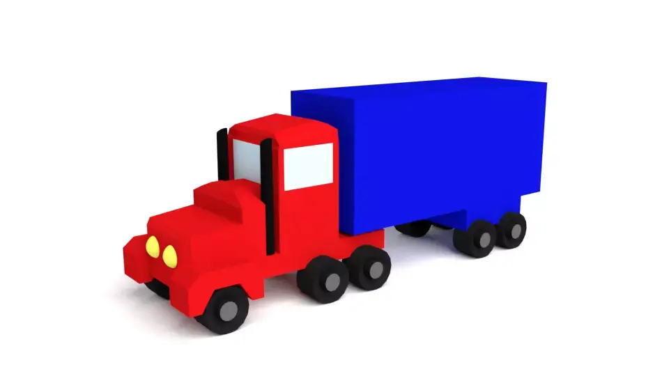 Low Poly Cartoon Toy Truck Low-poly 3D model