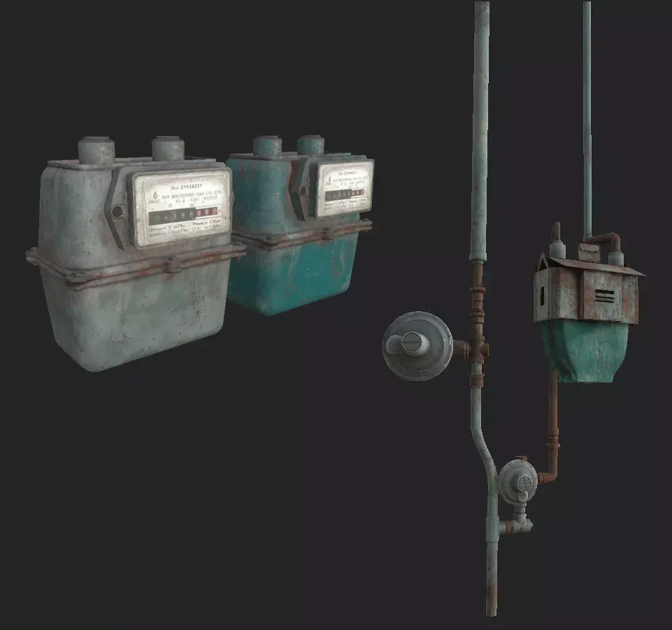 Gas Meters Low-poly 3D model