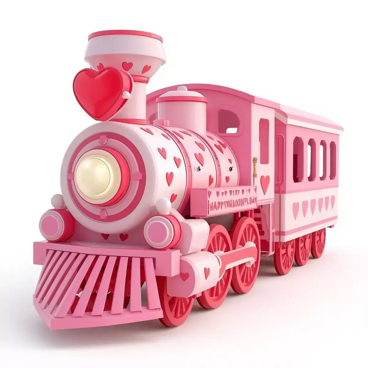 Stylized 3D Valentine  Train Model Low-poly 3D model