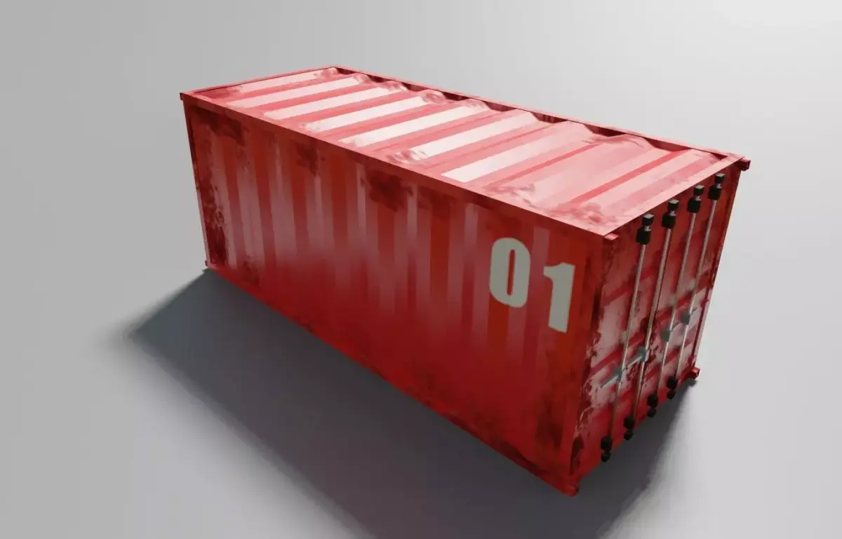 Container Cargo - Red - Ship - Port Low-poly 3D model