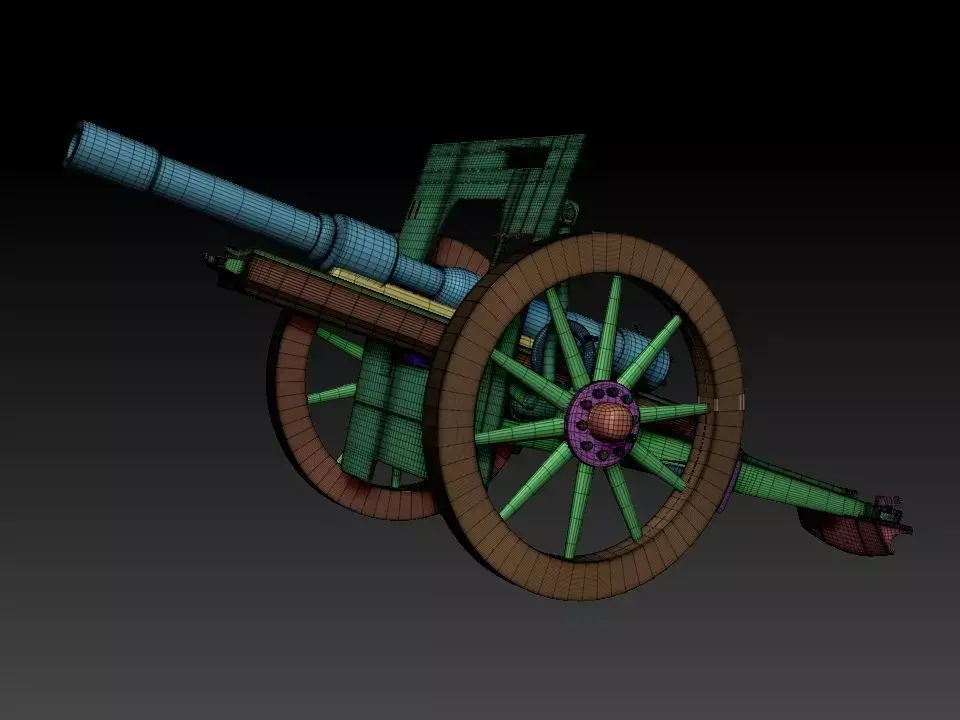 Canon Schneider Guerra Mundial Low-poly 3D model
