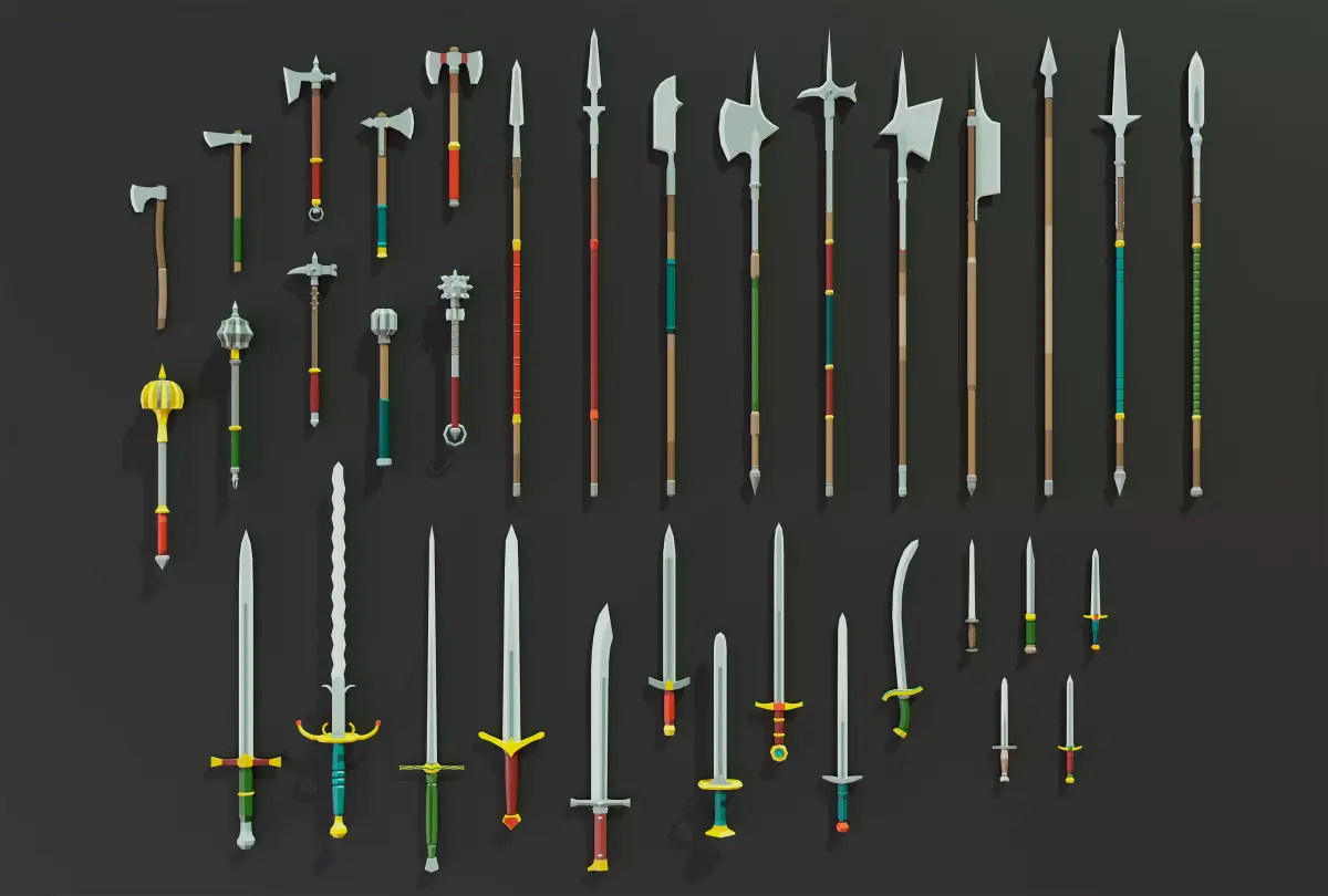 Medieval Low-Poly Weapons Pack Low-poly 3D model