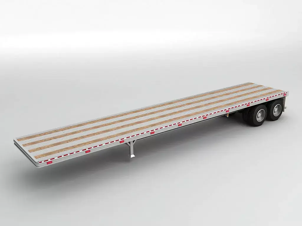Flatbed Trailer For Semi Truck Low-poly 3D model