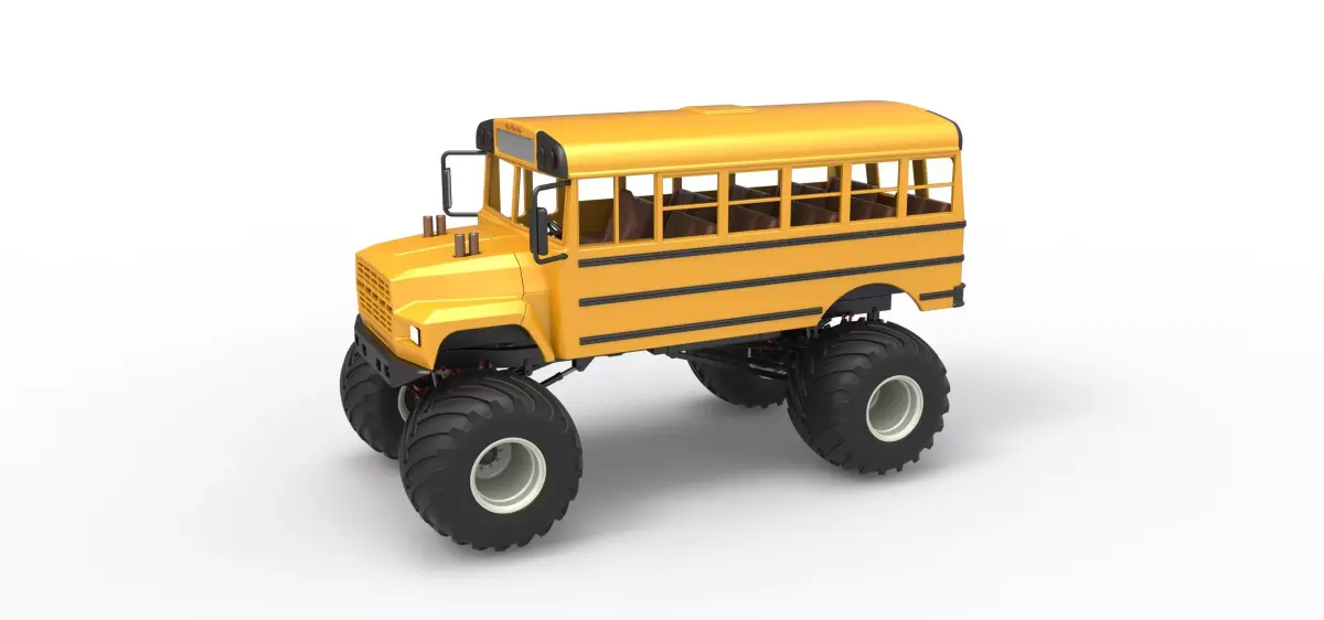 Vintage School bus Monster Truck Scale 1 to 25 3D print model