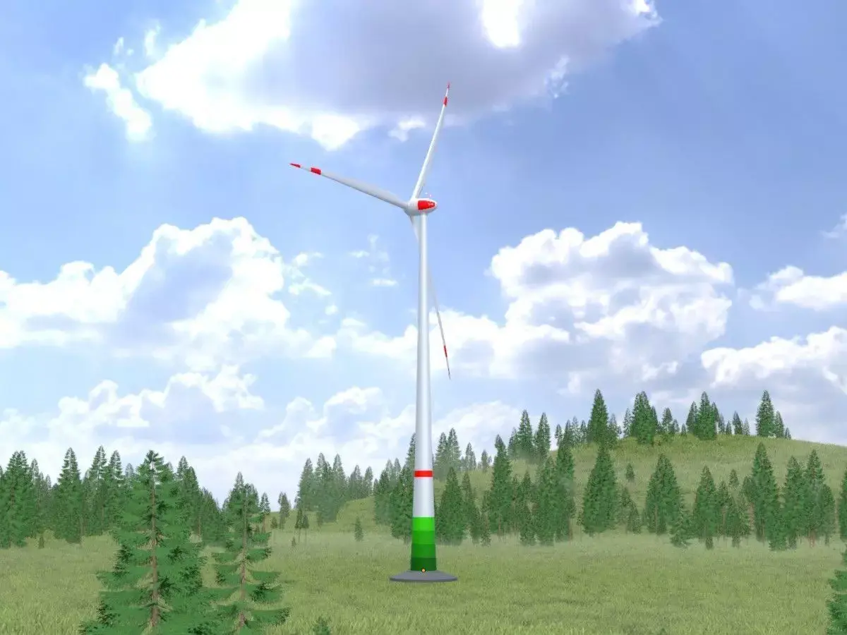 Wind-turbine with foundation E82 H-162 RD 162 m 3D model