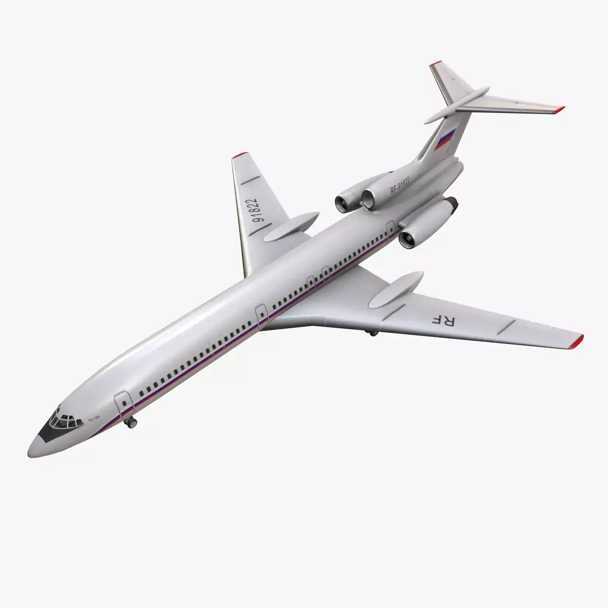 Tupolev Tu-154 Russia With LODs Low-poly 3D model