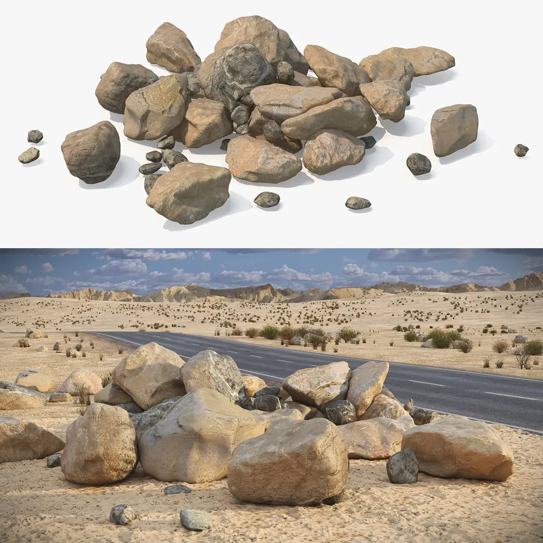 Gravel Stones Pile with Small Pebbles 3D model