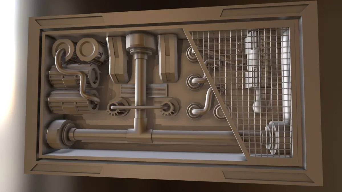 Sci fi Interior Wall Greeble - Module Low-poly 3D model