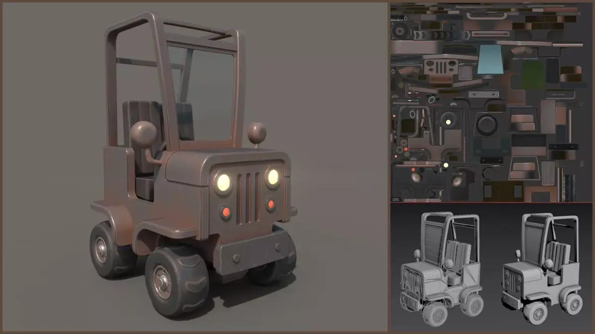 Simple Jeep Low-poly 3D model