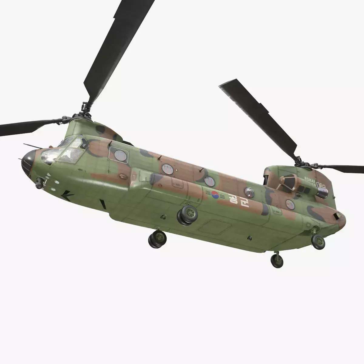  CH-47 Chinook Korean Air Force Basic Animation Low-poly 3D model