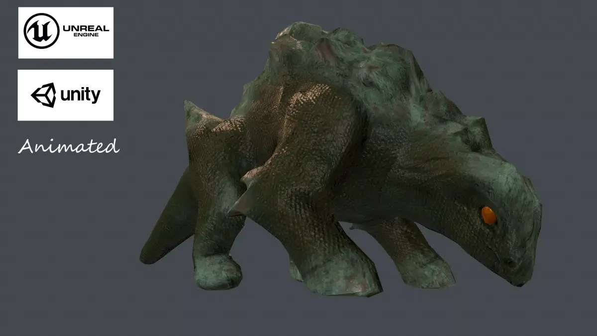 Dino Golem Low-poly 3D model