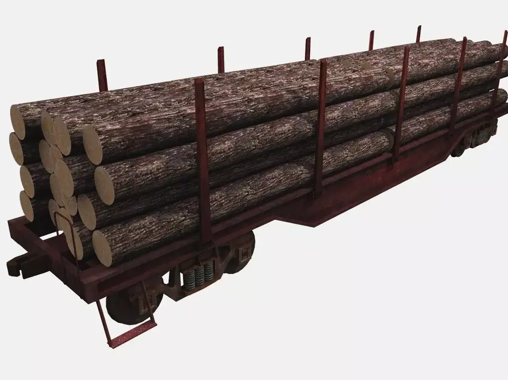Lumbar Railcar Low-poly 3D model