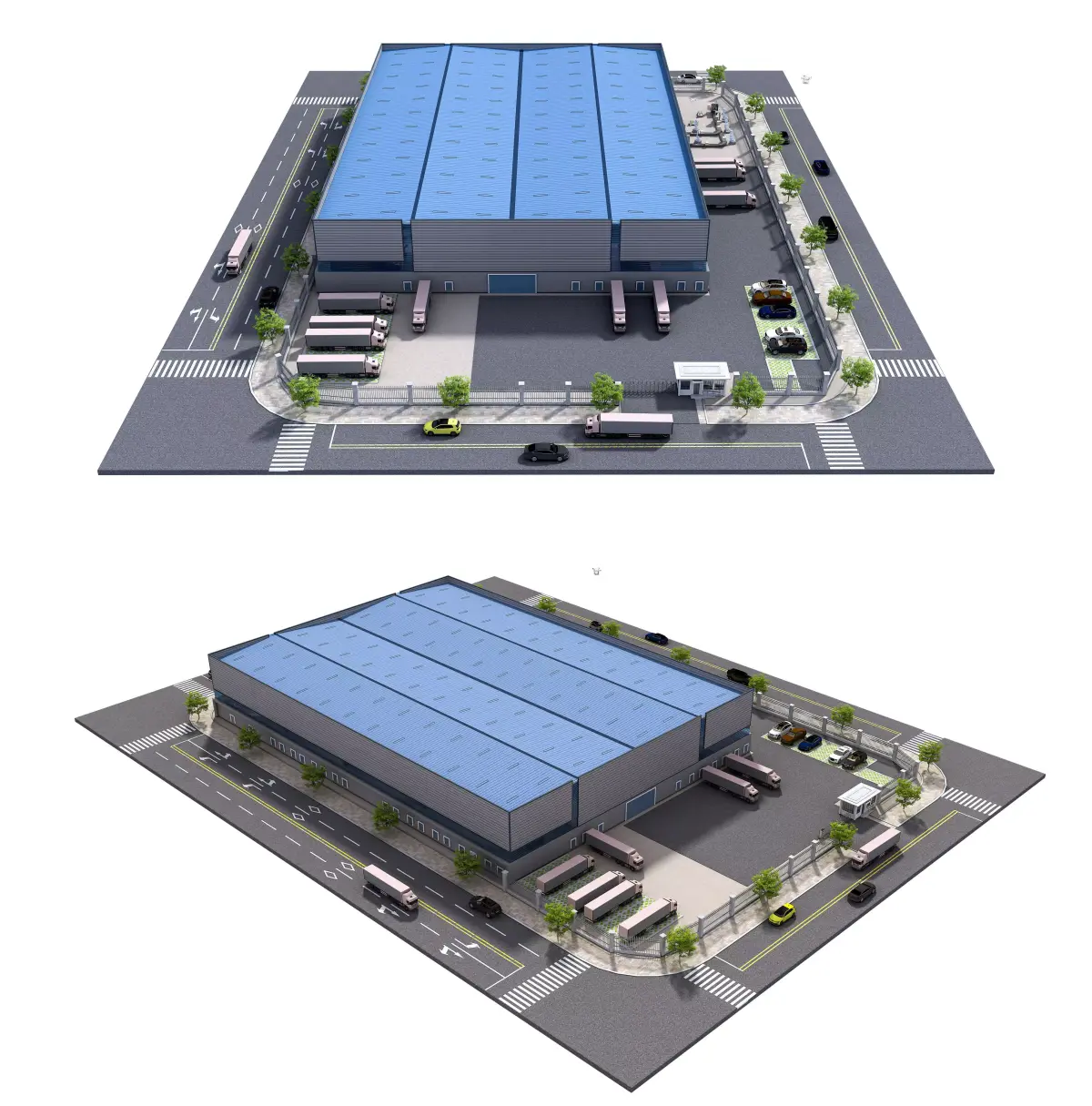 Steel structure logistics warehousing center factory 3D model