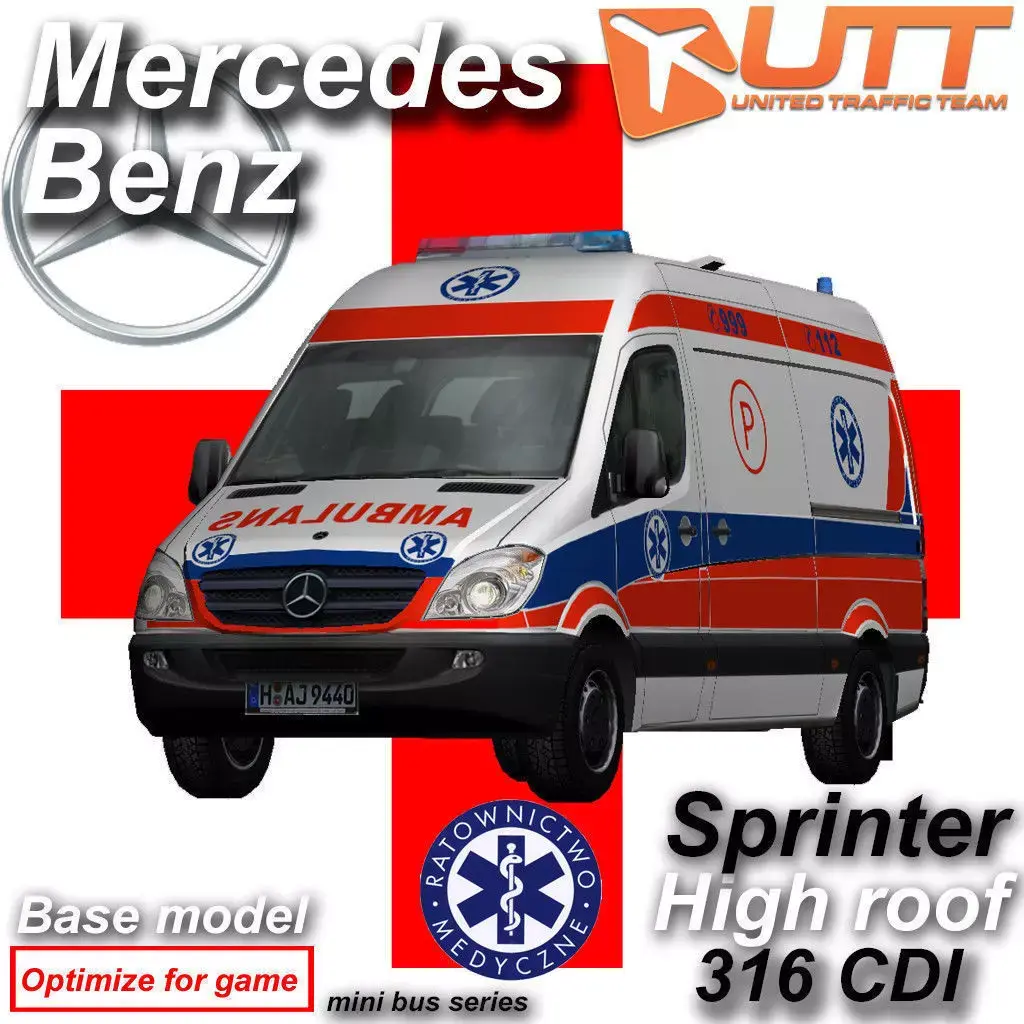 Mercedes benz Sprinter Ambulance Low-poly 3D model