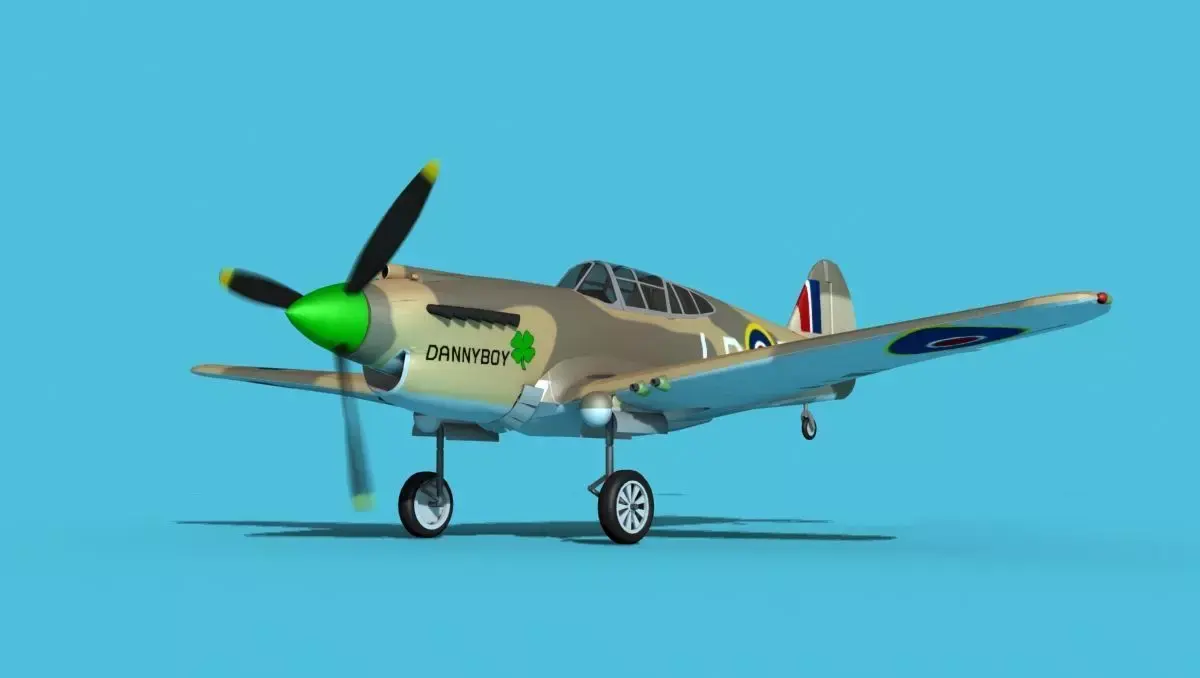 Curtiss P-40B Tomahawk V02 RAF 3D model