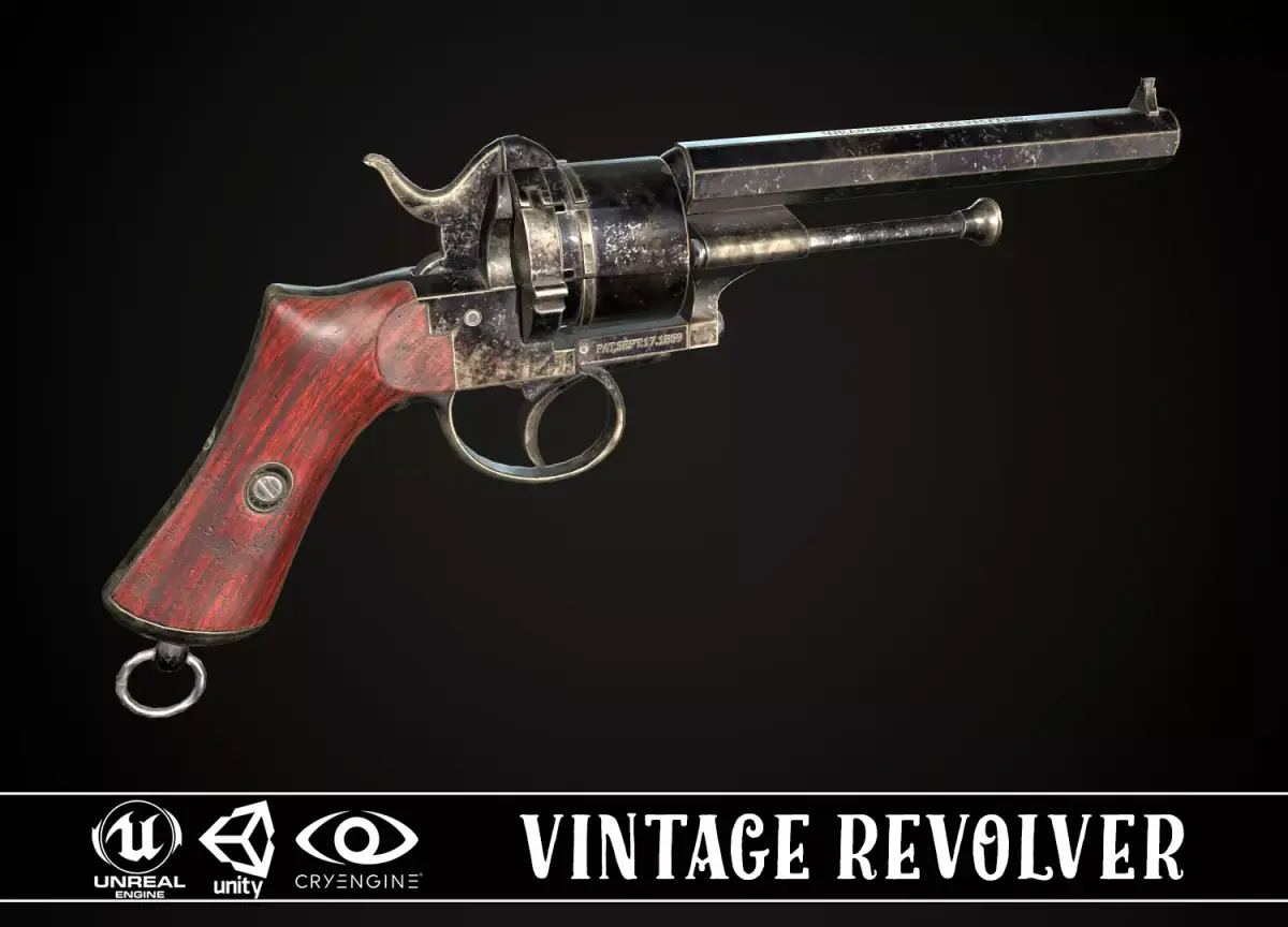 LEFAUCHEUX - Vintage Revolver Dark Low-poly 3D model