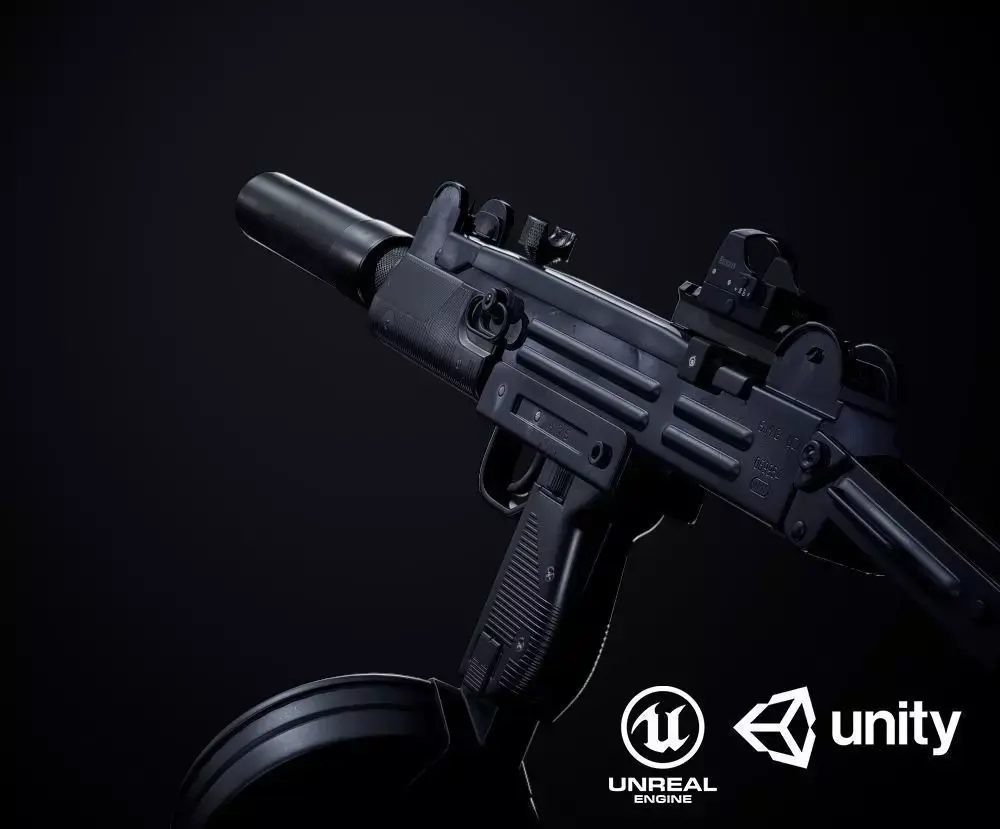 Uzi SMG PBR Low-poly 3D model