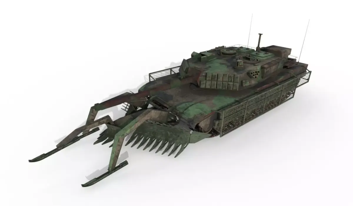 Tank Abrams MinePlow Extra Defense Woodland BR Forest Low-poly 3D model