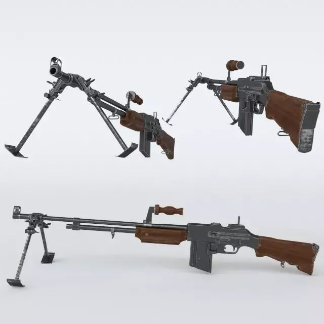 Rifleautomat machine gun with two different views 3D model
