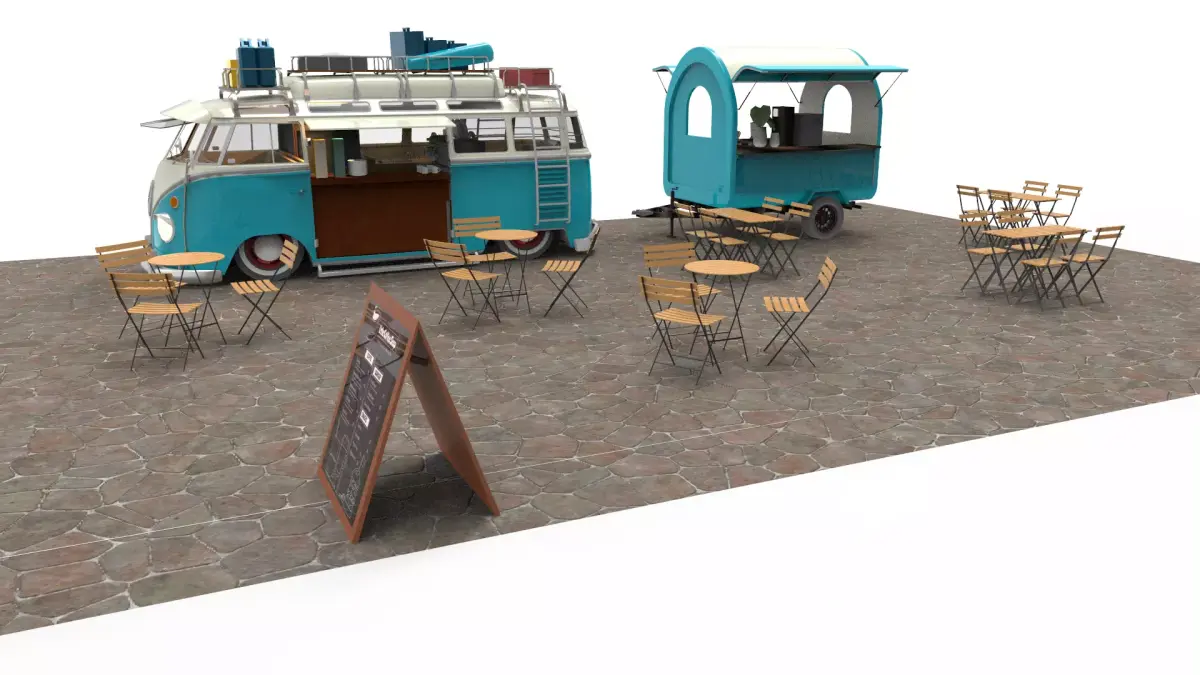 Set Food coffee street cafe 3D model purchase