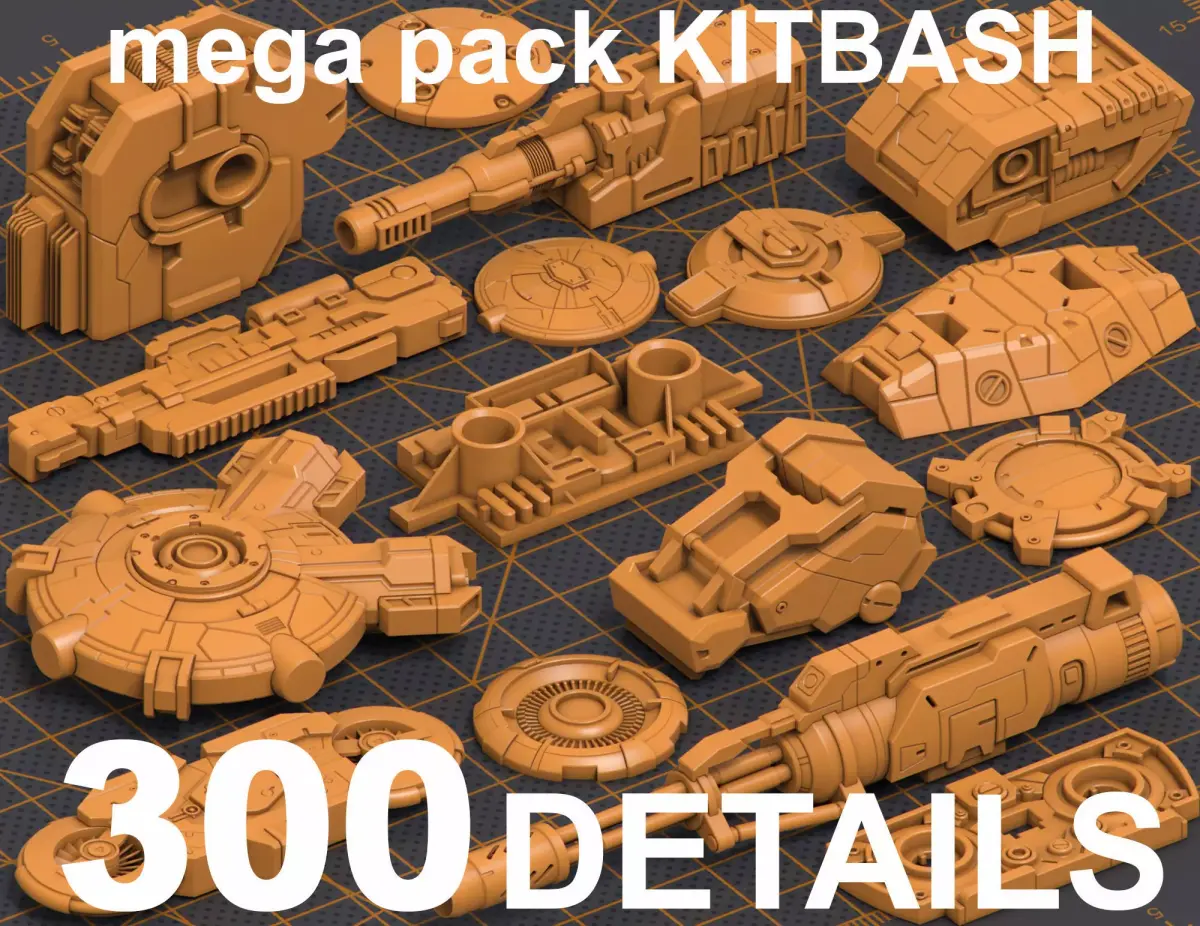 Mega Pack Hard Surface Kitbash 300 DETAILS 3D model