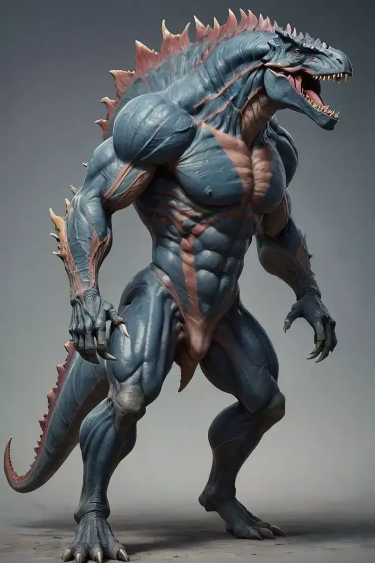 Primordial Kaiju Beast Muscular Dinosaur Hybrid 3D Low-poly 3D model