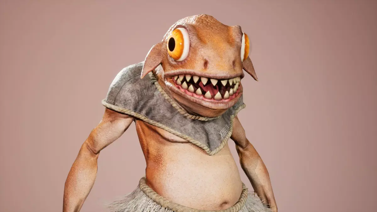 Lizard warrior Low-poly 3D model
