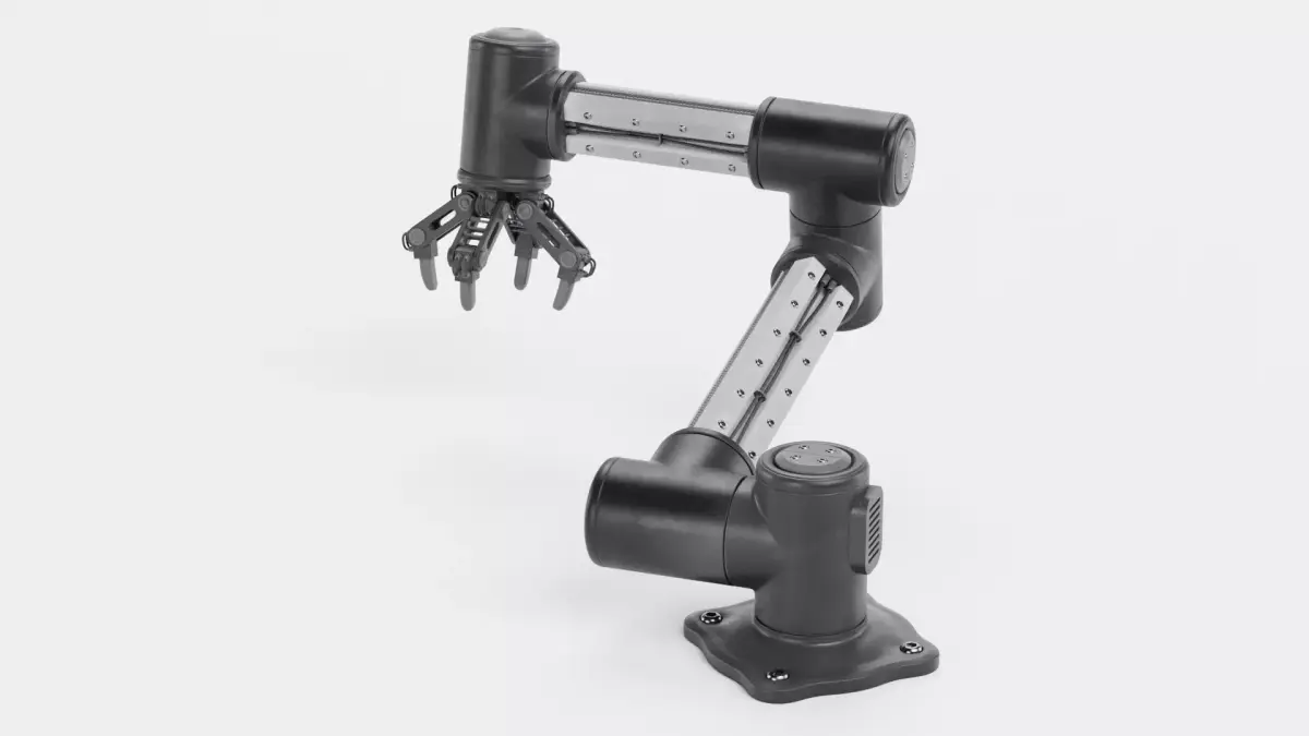 Robotic Arm with 4-Finger Gripper - V2 Rigged 3D model