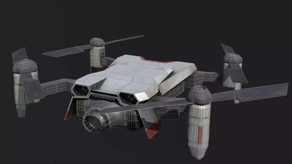 Stylized Surveillance Drone ready asset Low-poly 3D model