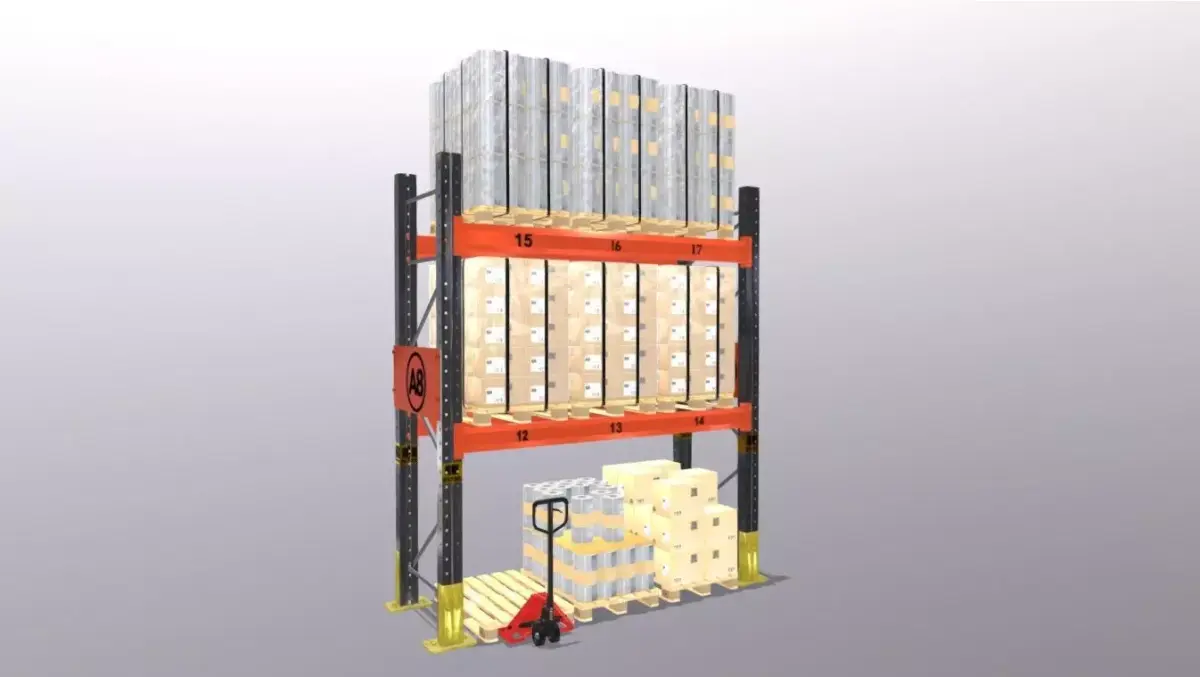 Warehouse Storage System with Hand Truck 3D model