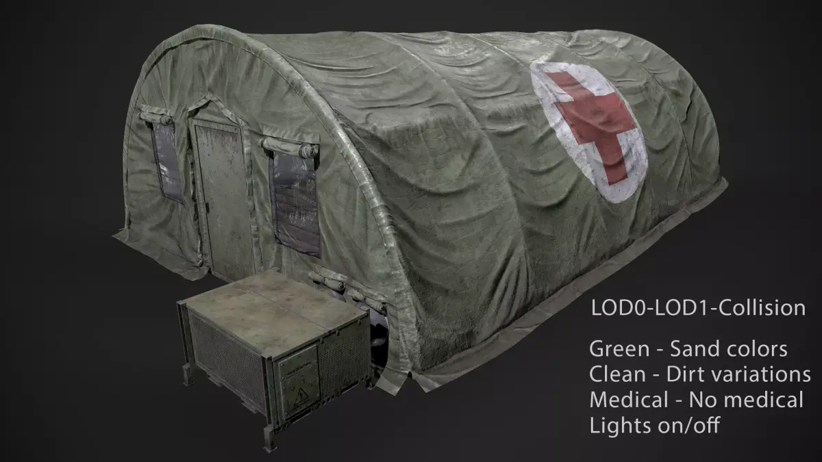 Modern Military Tent Videogame Asset enhanced edition Low-poly 3D model