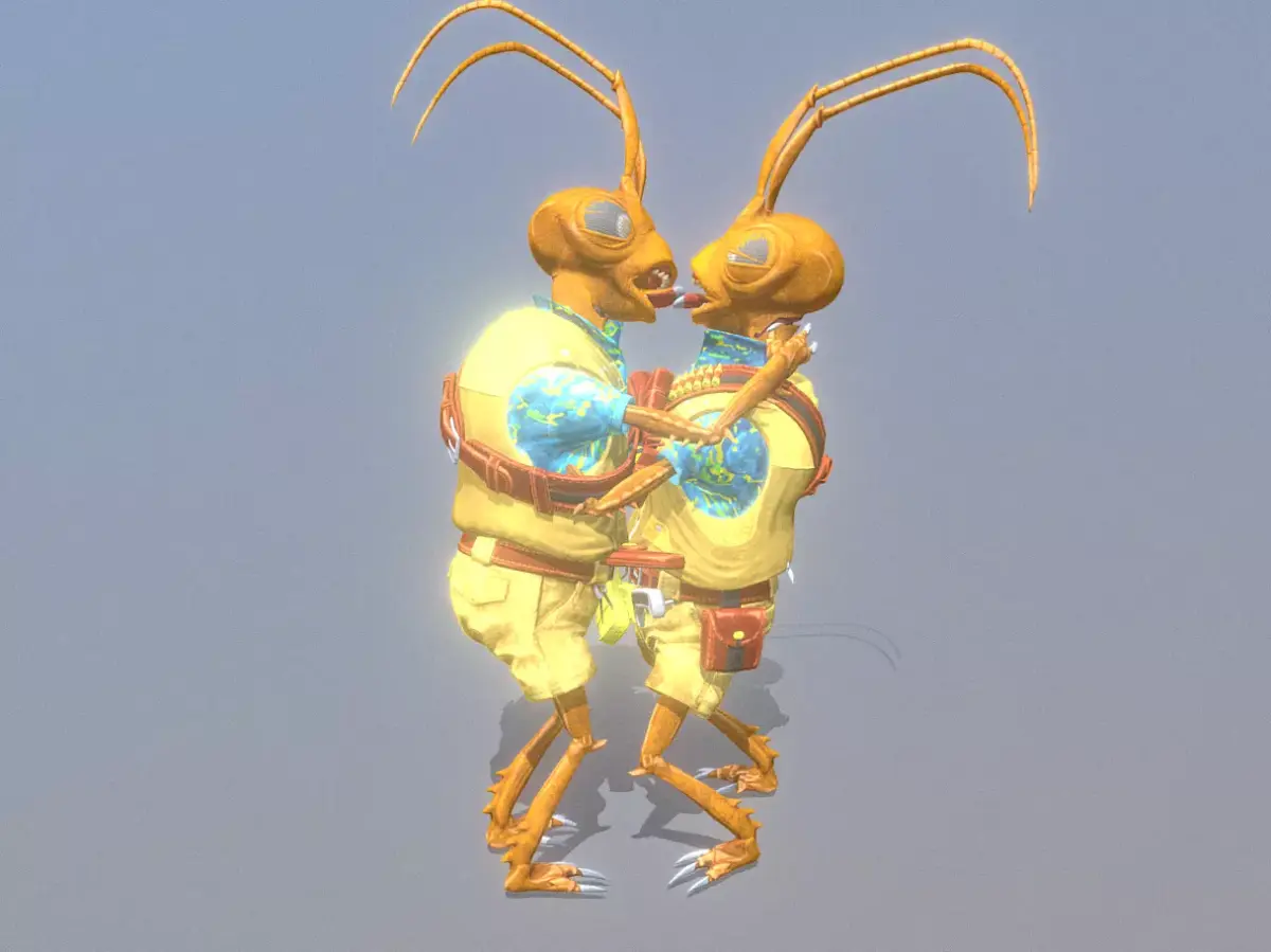 Brown Ants Lovers Kiss fbx png 3D model