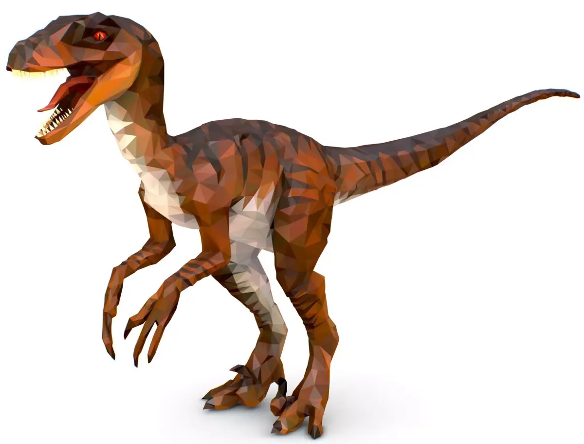 Dinosaur Raptor Red Lowpoly Art Style Animal Low-poly 3D model