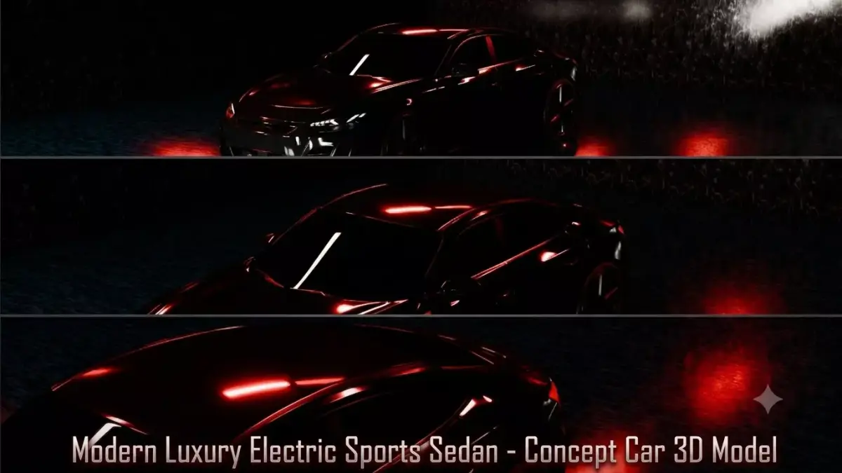 odern Luxury Electric Sports Sedan - Concept Car 3D Model 3D model