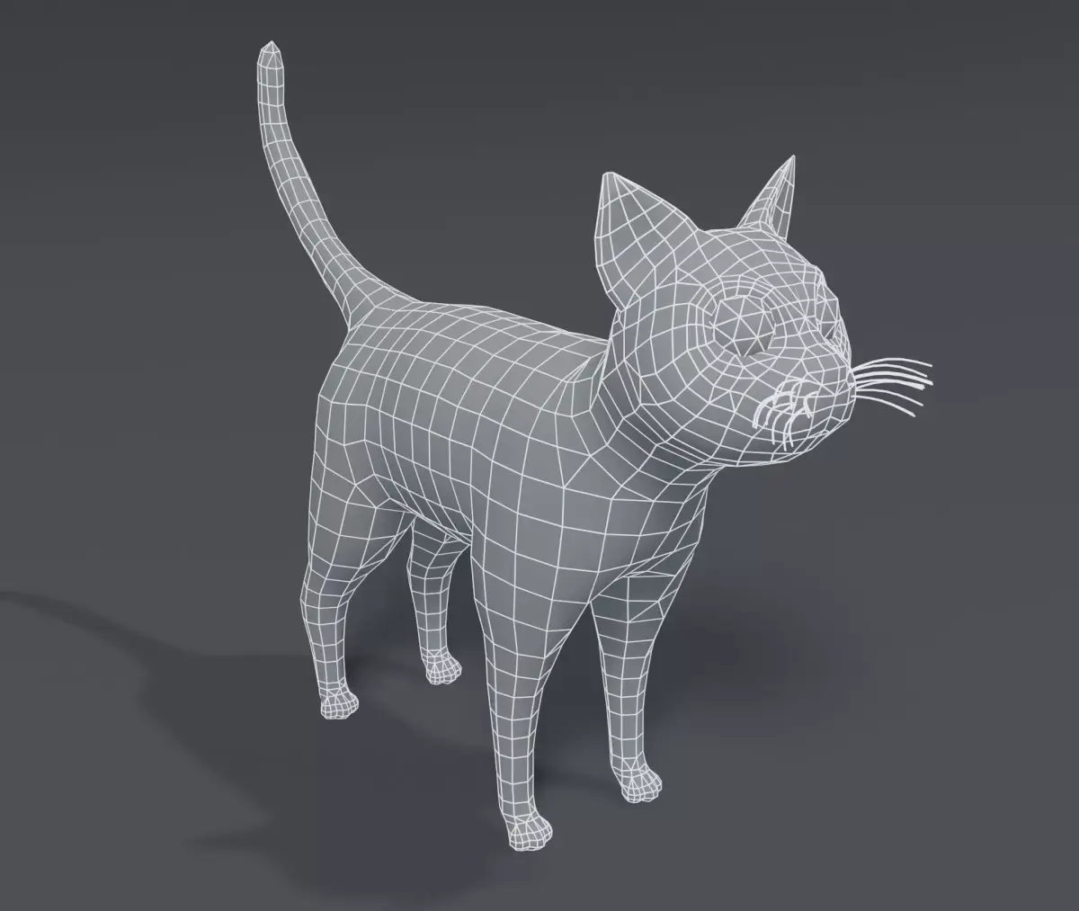 Cartoon Cat Base Mesh 3D Model Low-poly 3D model